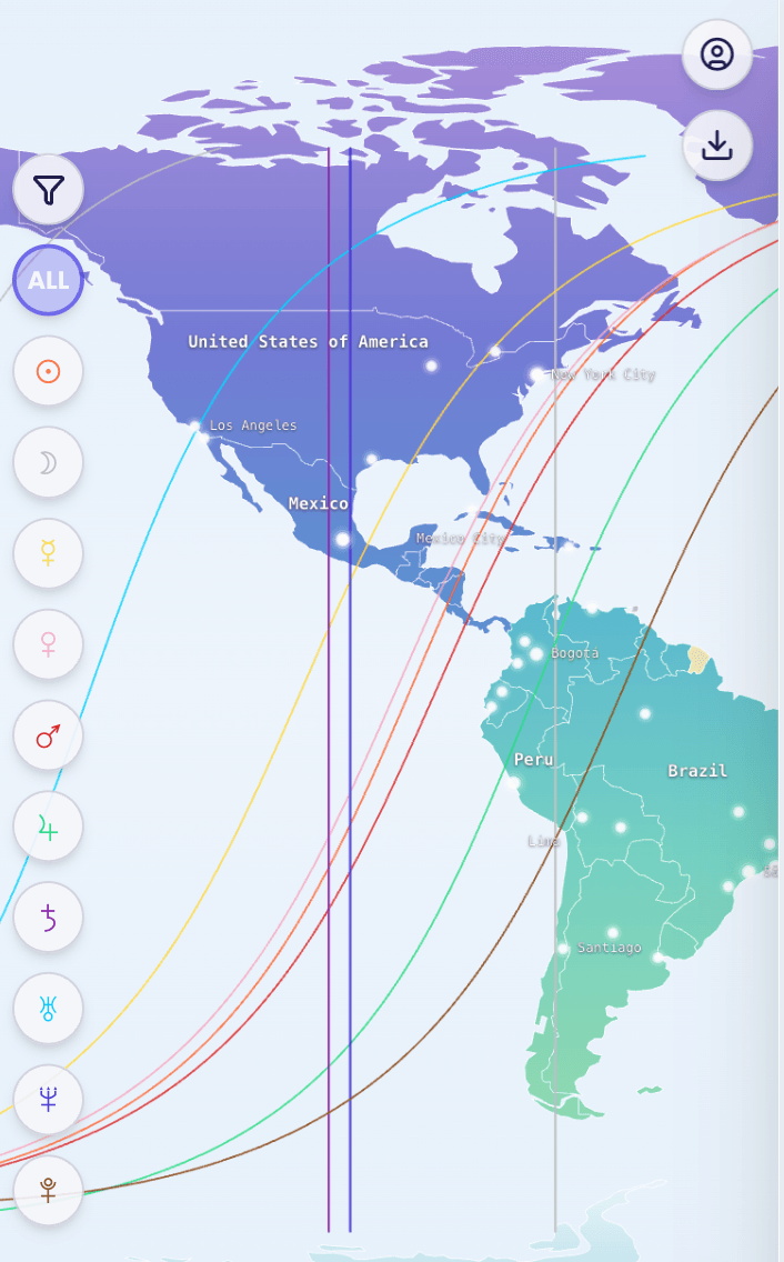 Astrocartography Map - Mobile View