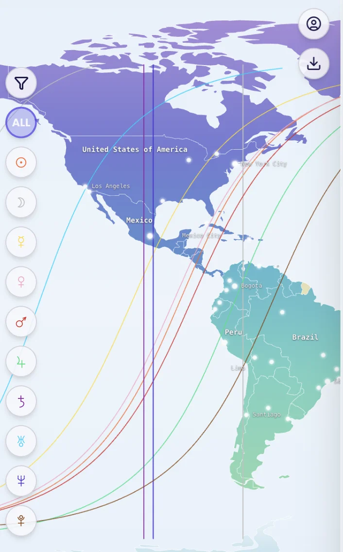 Astrocartography Map - Mobile View